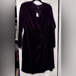 City Chic Oxblood Plum “Dress Clare” Velvet Dress | NWT | Size 16